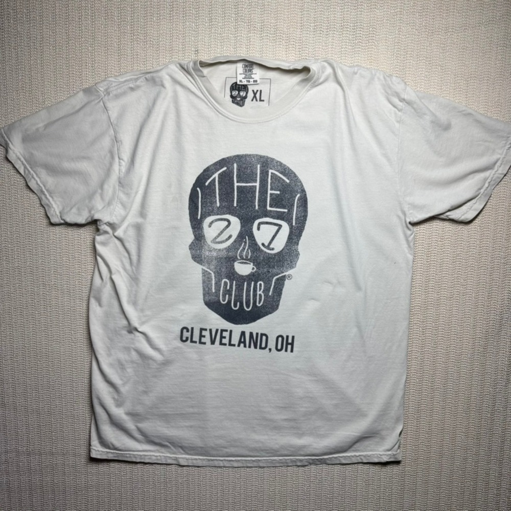 The 27 Club Cleveland OH‎ Skull Graphic TShirt XL Comfort Colors Distressed Fade